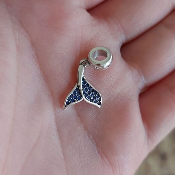 925 Sterling Silver Mermaid Tail Charm - Picture 5 of 8